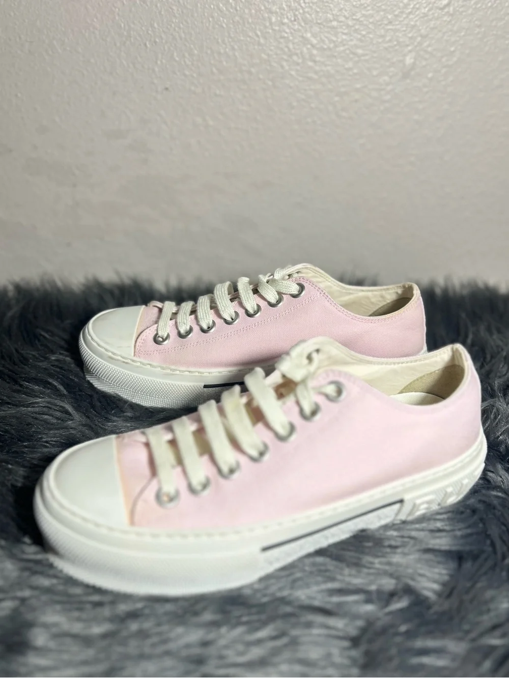 Burberry Pink Organic Cotton Low-Top Canvas Sneakers Size US 8.5 - Picture 3 of 13